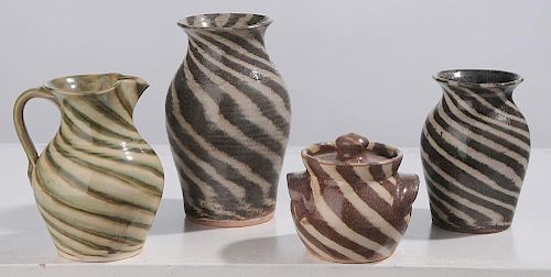 Four Pieces Charles Lisk Swirl Pottery