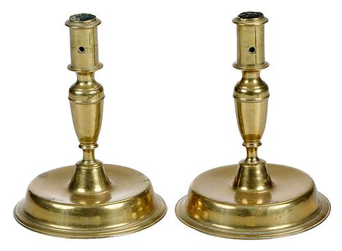 Pair of European Brass Candlesticks