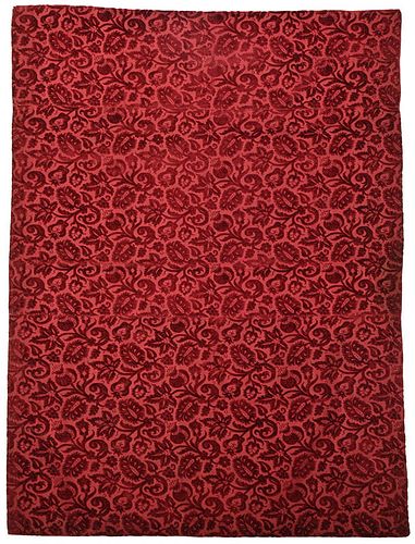 Fine Italian Crimson Cut Velvet Silk Panel