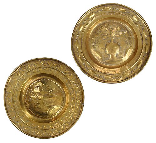 Two German Brass Alms Dishes