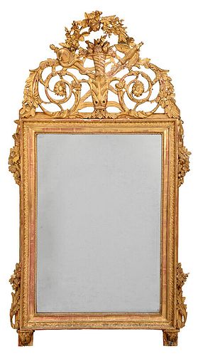 Italian Louis XVI Carved and Giltwood Mirror