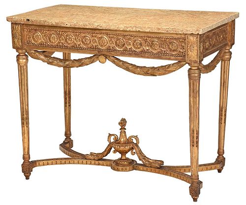 Italian Louis XVI Carved Marble Top Console Table