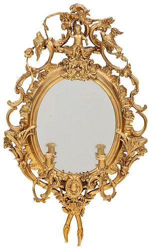 Louis Philippe Figural Mirror with Candle Arms
