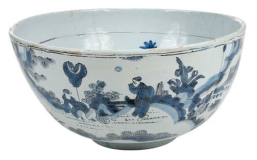 Rare Early English Delftware Punch Bowl