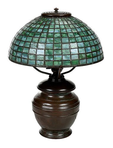 Tiffany Studios Lamp with Geometric Glass Shade