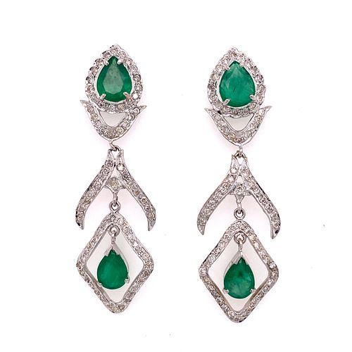 14k Emerald Diamond Drop EarringsÊ