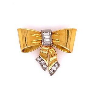 18k Gold Diamonds Retro Bow Pendant