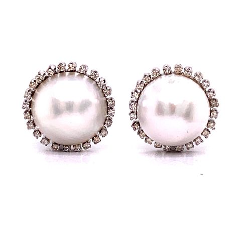 18k Diamond Mabe Pearl EarringsÊ