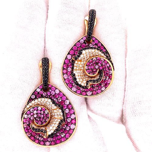 SALAVETTI 18K Pink Sapphire Diamond EarringsÊ