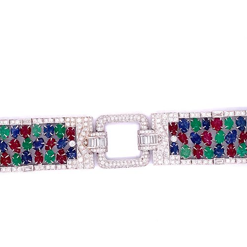 TuTTi FruTTi 18k Sapphire Emerald Ruby Diamond BraceletÊ