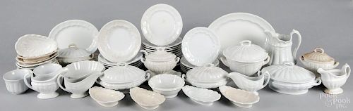 Fifty-five pieces of Elsmore & Forster white wheat ironstone, 19th c., to include dinner plates
