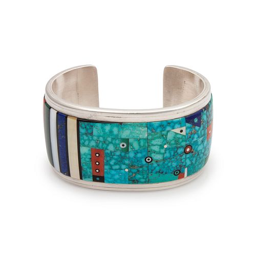 Jesse Monongya
(Hopi-Dine, b. 1952)
Silver Cuff with Mosaic InlayLot is located and will ship from Denver, Colorado