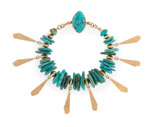 Don Supplee
(Hopi, b. 1965)
14k Gold and Turquoise Bracelet Lot is located and will ship from Denver, Colorado