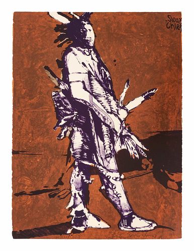 Fritz Scholder
(Luiseno, 1937-2005)
Lot is located and will ship from Denver, Colorado.Sioux Chiefedition 21/150, 1978