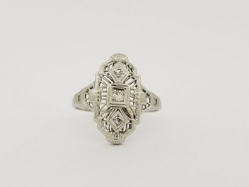 14K WG Art Deco Diamond Ring