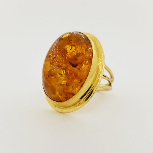 14K Gold & Amber Cocktail Ring
