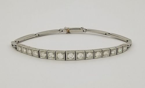 Vintage 14K White Gold & Diamond Bracelet