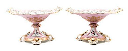 A Pair of Russian Porcelain Centerpiece Bowls Height 13 x width 21 inches.