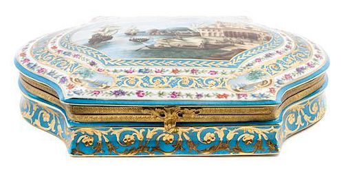 A Russian Porcelain Table Casket Width 12 inches.