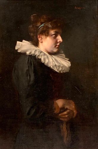 19thc. German or Continental School Oil, Portrait of a Woman