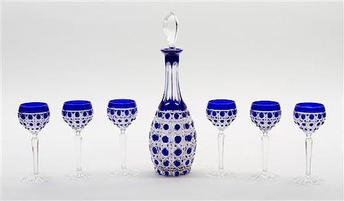 A Cut to Clear Glass Drink Set Height of decanter 12 1/4 inches.