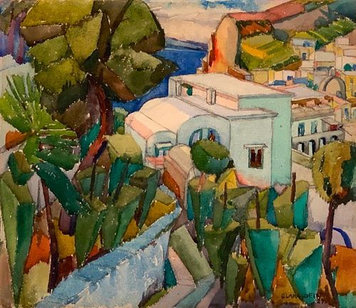 Clara Deike Watercolor,Capri, 1927