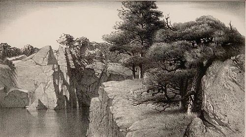 Stow Wengenroth Lithograph, Rocky Ledge