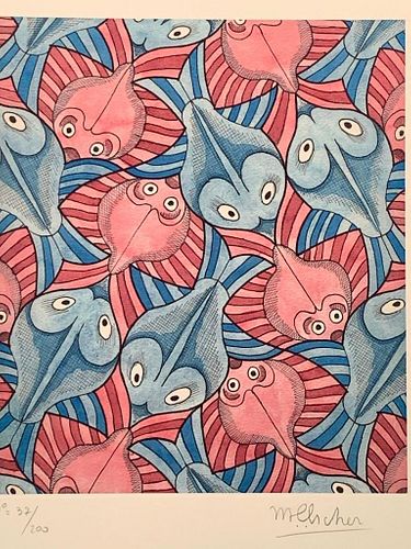 M.C.Escher Lithograph, Flounders