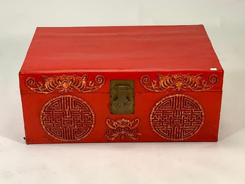 Chinese Red Lacquered Trunk