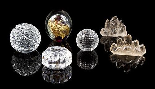 * A Collection of Six Glass Paperweights Height of tallest 3 3/4 inches.