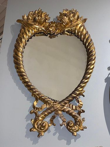 Antique American Classical Giltwood Cornucopia Mirror