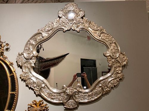 German Silverplated Mirror, Cartouche Form