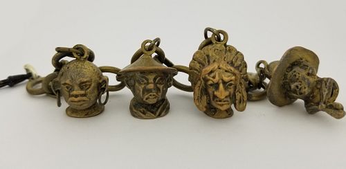 Antique Multiethnic Metal Charm Bracelet