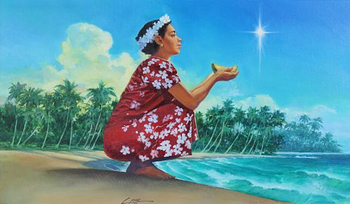 Dennis Lyall (B. 1946) "Marshallese Woman & Star"