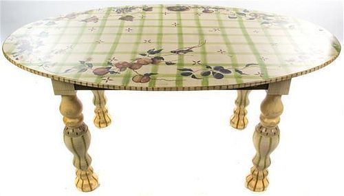 A Provincial Style Painted Breakfast Table Height 31 1/2 x width 70 x depth 39 inches.
