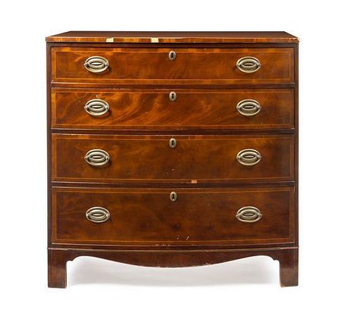 A George III Style Mahogany Chest of Drawers Height 35 x width 35 x depth 20 1/2 inches.