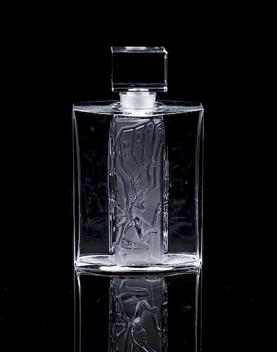 A Lalique Pour Homme Perfume Bottle Height of box 8 inches.
