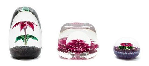 * A Group of Glass Paperweights Width of largest 3 1/4 inches.