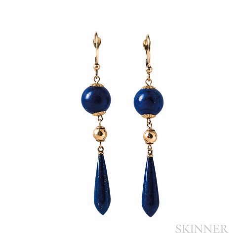 Gold and Lapis Earrings