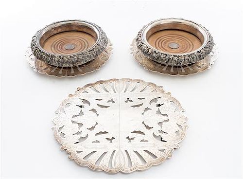 * A Collection of Silver-plate Articles Diameter of coasters 7 1/2 inches