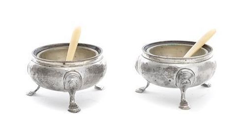 * A Pair of English Silver Salts Diameter 2 7/8 inches
