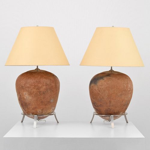 Pair of Large Custom Jay Spectre Lamps