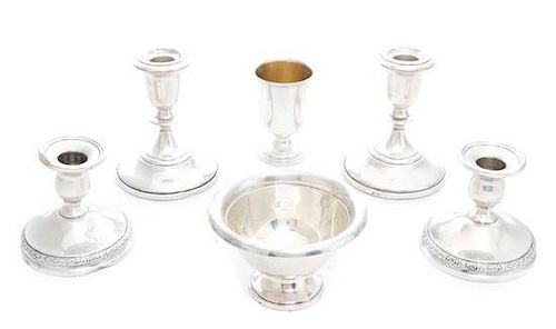 * A Group of American Silver Table Articles, , comprising a pair of weighted candlesticks, Fisher Silversmiths, Jersey City, NJ,