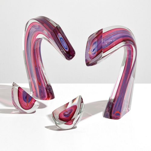 Rare Harvey Littleton 4-Piece Studio Art Glass Sculpture
