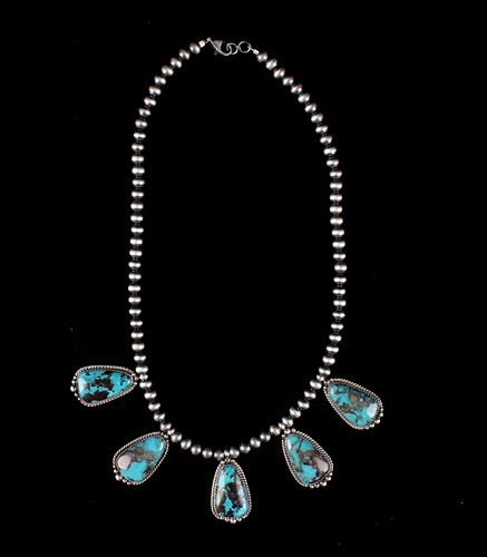Navajo Sterling & Tibetan Turquoise Necklace