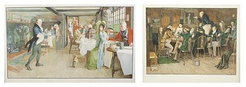 Cecil Charles Windsor Aldin, (British, 1870-1935), Interior Scenes (two works)
