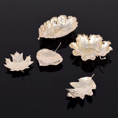 Buccellati & Various Sterling Silver Leaf Dishes