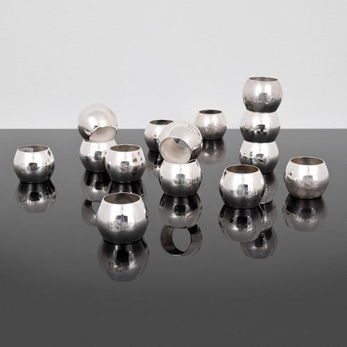 Asprey Sterling Silver Napkin Rings, Set of 14 