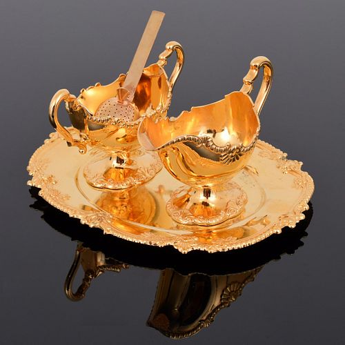 Corbell & Co. Gold Plate Tea Caddy Set, 4 Pieces