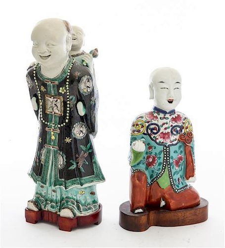 * Two Chinese Porcelain Figures Height of first 9 3/4 inches.